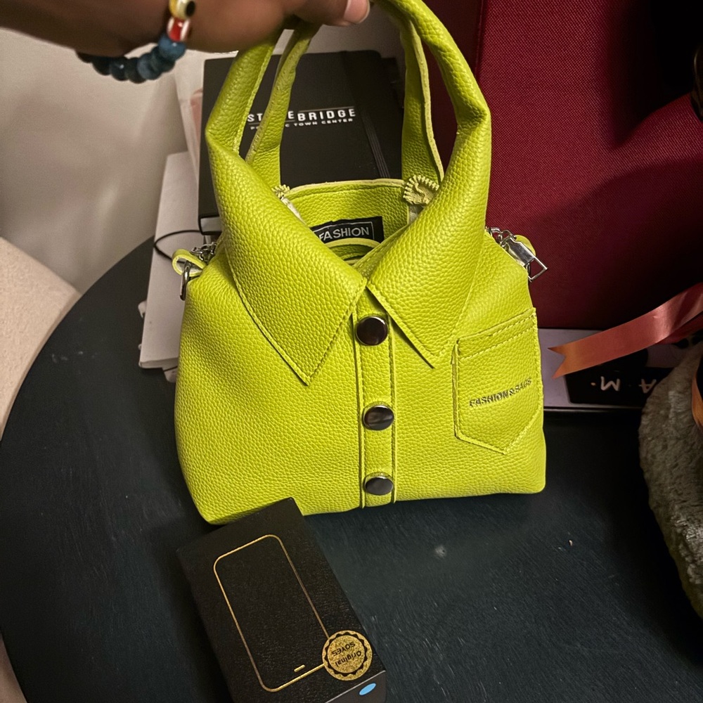 Vibrant Green Mini Bag with Button Detail